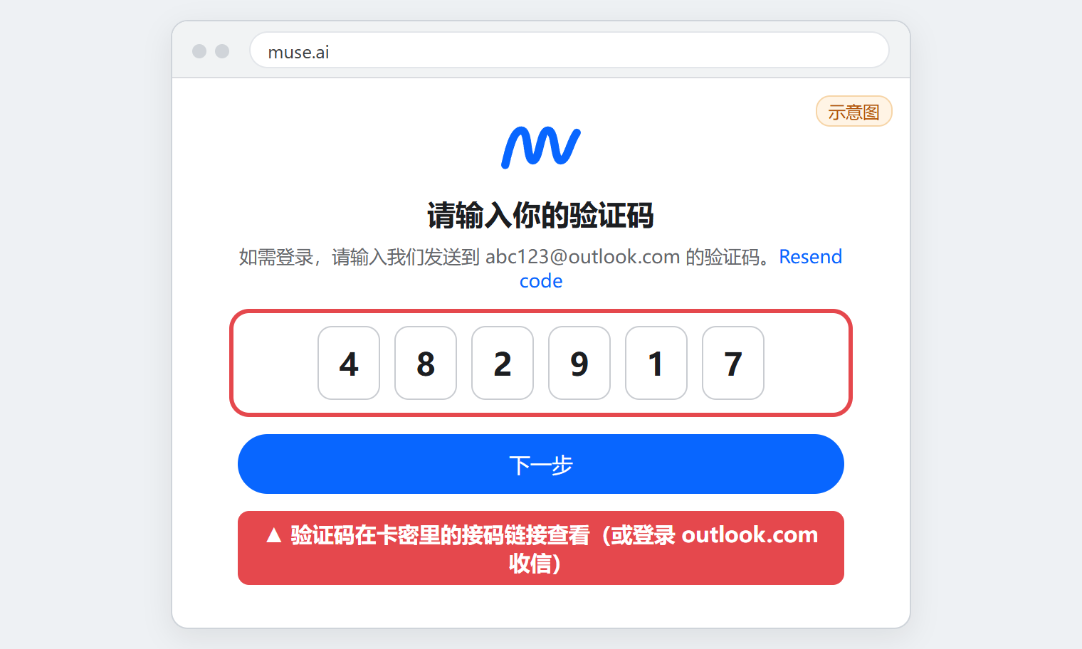 图 2：输入登录验证码（示意图，点图放大）