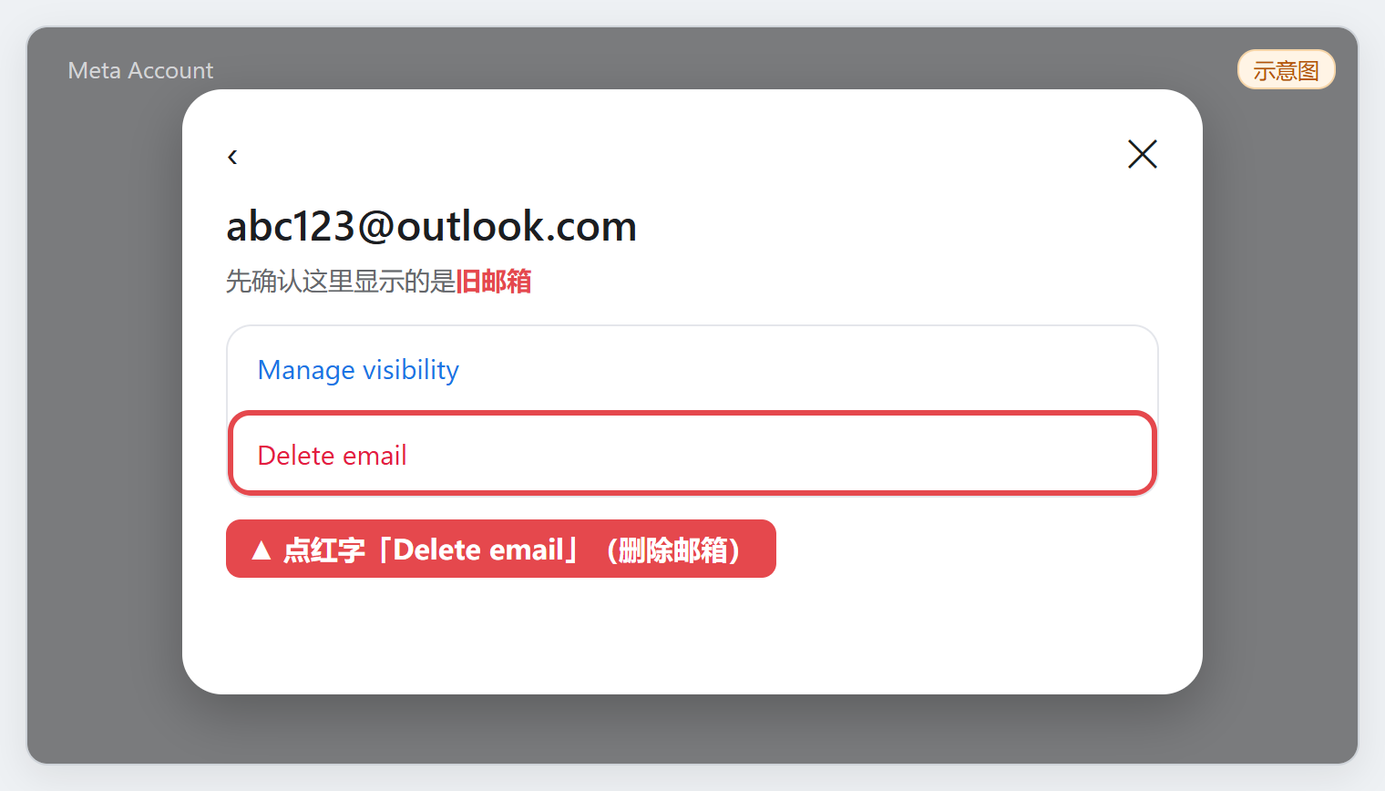 图 13：点 Delete email（示意图，点图放大）